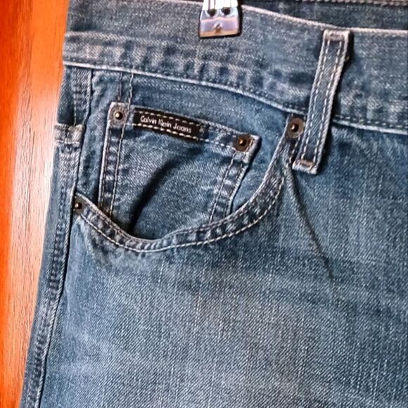 Men's Calvin Klein Bootcut Blue Jeans 34 Waist Inseam 32 - Picture 4 of 14